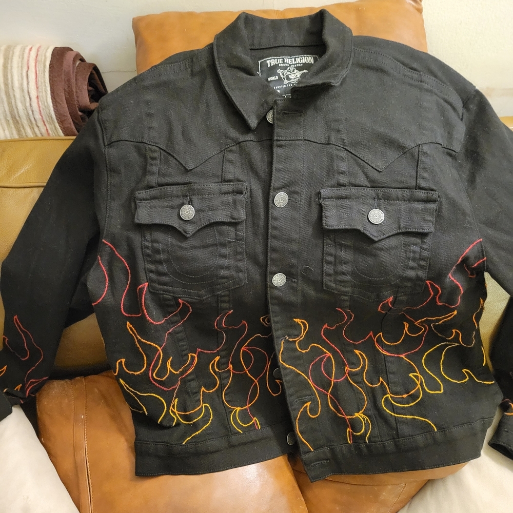 True Religion Black Denim Jacket - Picture 6 of 8
